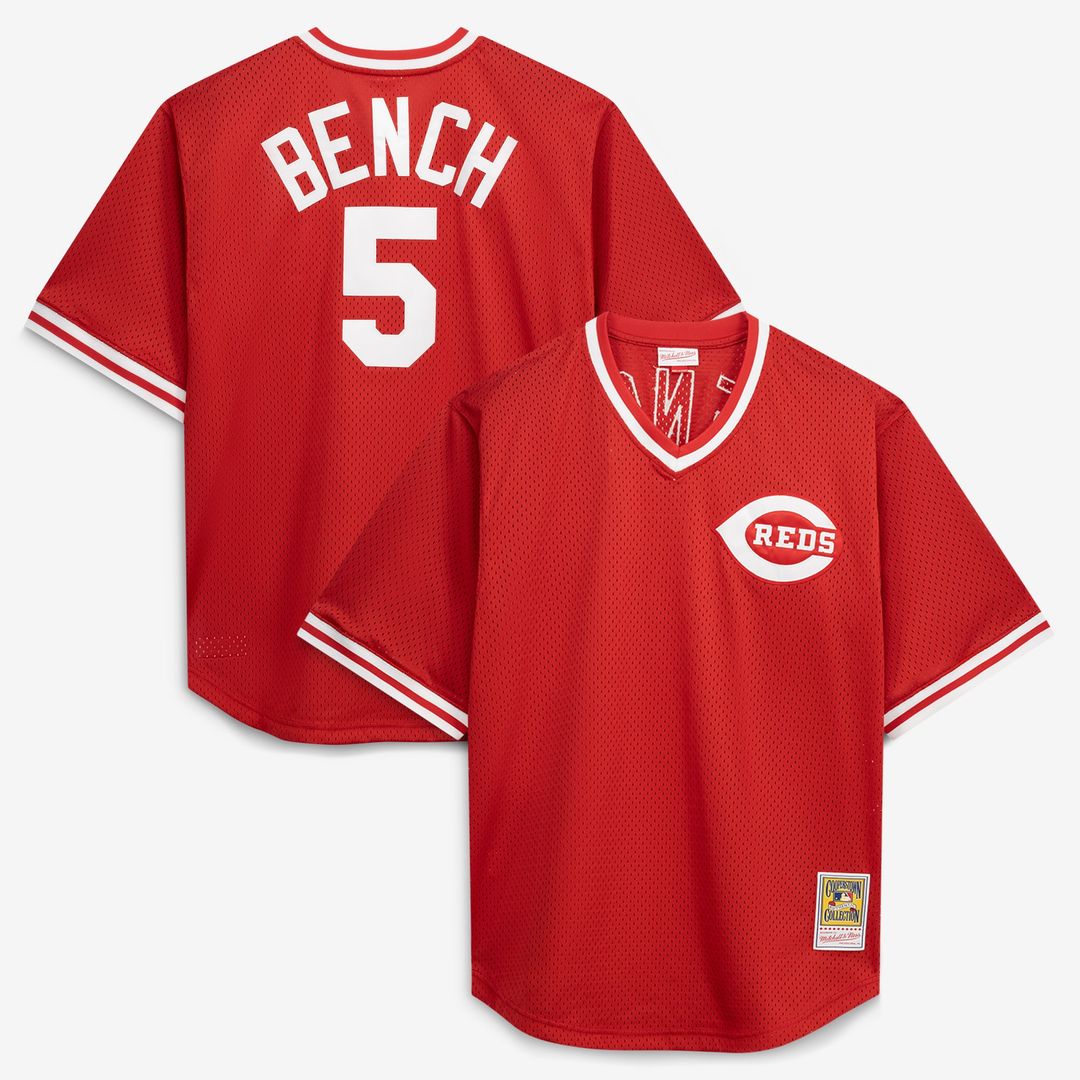 Cincinnati Reds Johnny Bench Mitchell & Ness Red Cooperstown Collection Big & Tall Mesh Batting Practice Jersey product