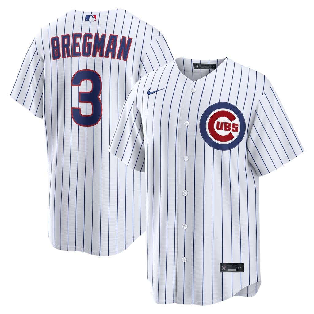 Chicago Cubs Alex Bregman Nike White Home Replica Jersey product image 1, provided for visual reference and product detail
