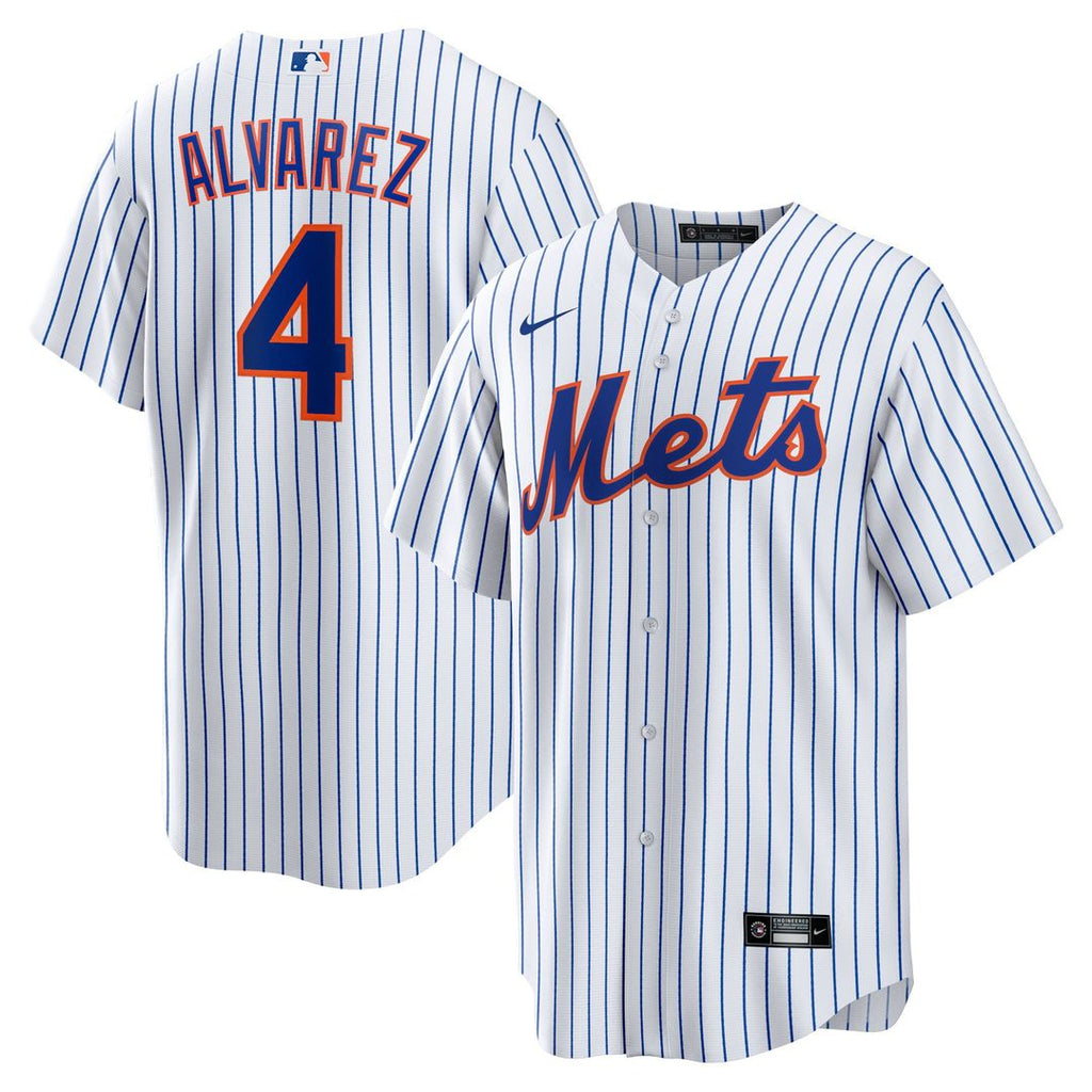New York Mets Francisco Alvarez Nike White Replica Player Jersey product image 1, provided for visual reference and product