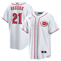 Cincinnati Reds Hunter Greene Nike White Home Replica Jersey product image 1, provided for visual reference and product