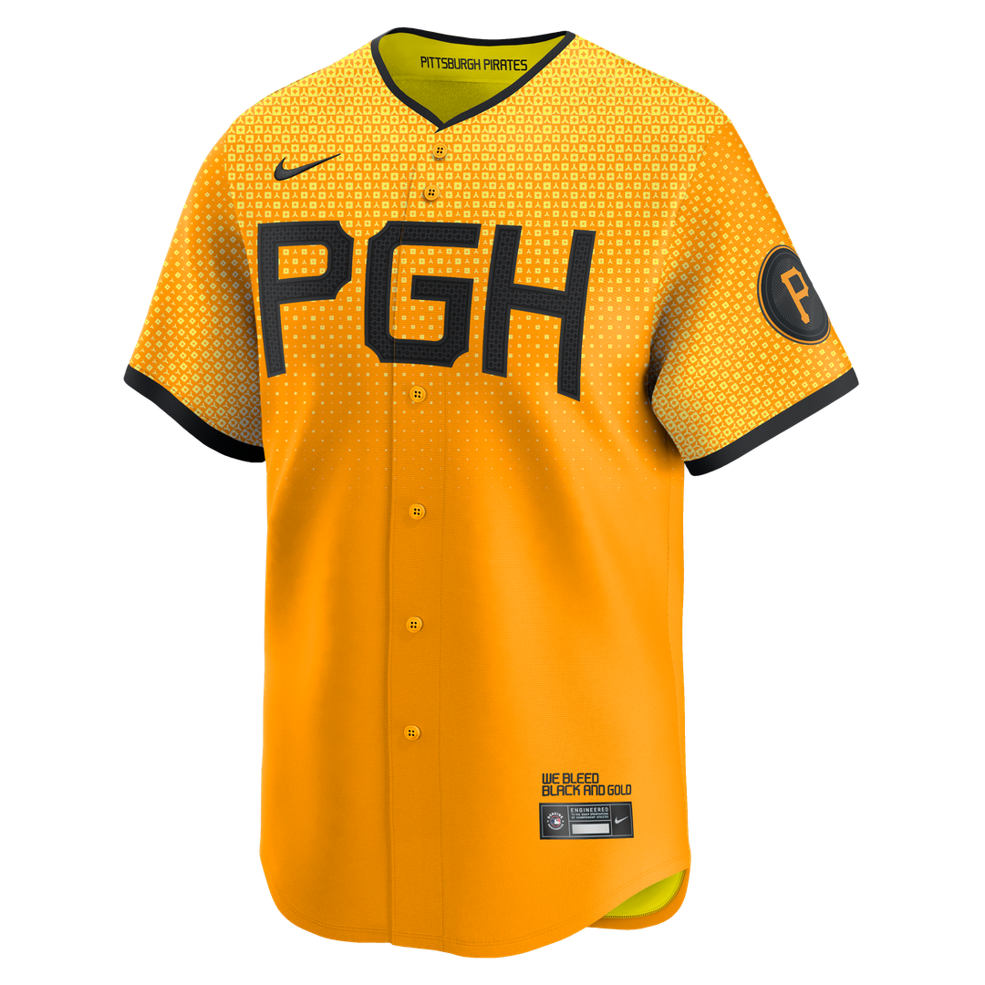 Pittsburgh Pirates Oneil Cruz Nike Gold City Connect Limited Jersey product image 2, provided for visual reference and