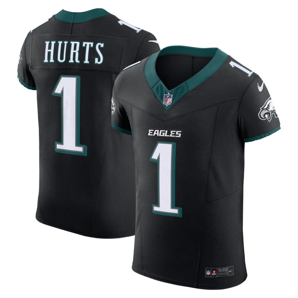 Philadelphia Eagles Jalen Hurts Nike Black Alternate Vapor F.U.S.E. Elite Jersey product image 1, provided for visual
