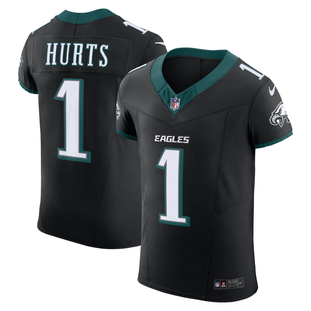 Philadelphia Eagles Jalen Hurts Nike Black Alternate Vapor F.U.S.E. Elite Jersey product image 1, provided for visual
