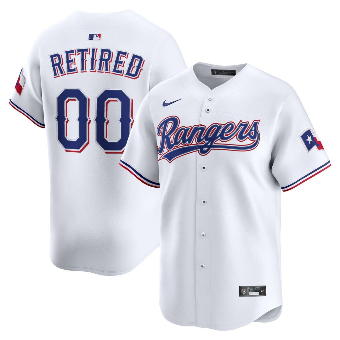 Texas Rangers Nike White Home Limited Pick-A-Player Retired Roster Jersey product image 1, provided for visual reference and