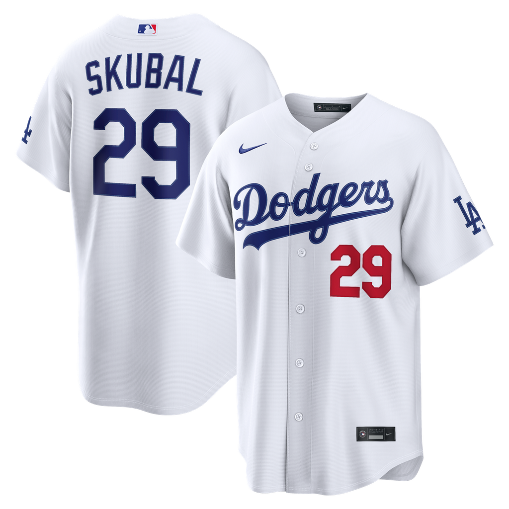Los Angeles Dodgers Tarik Skubal Nike White Home Stadium Jersey product image 1, provided for visual reference and product