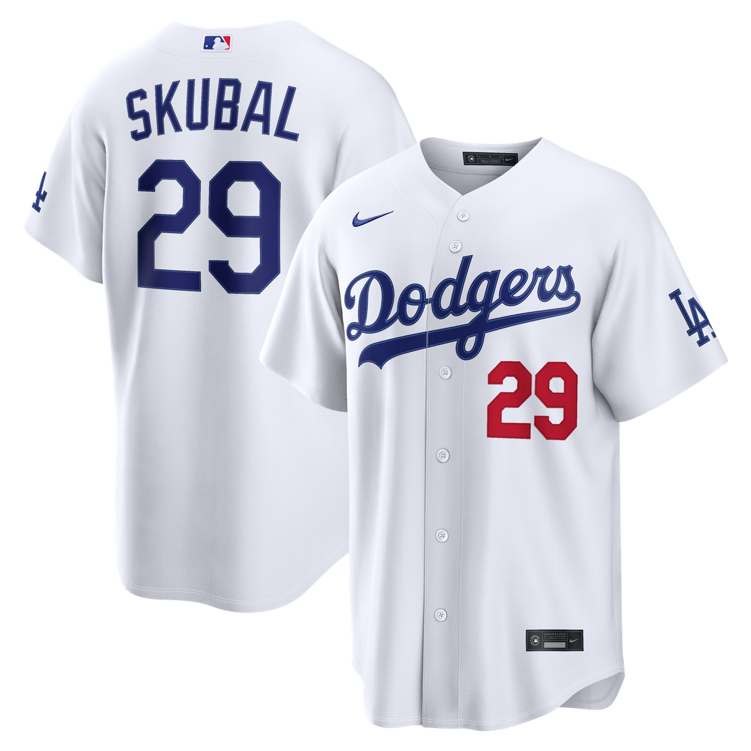 Los Angeles Dodgers Tarik Skubal Nike White Home Stadium Jersey product image 1, provided for visual reference and product