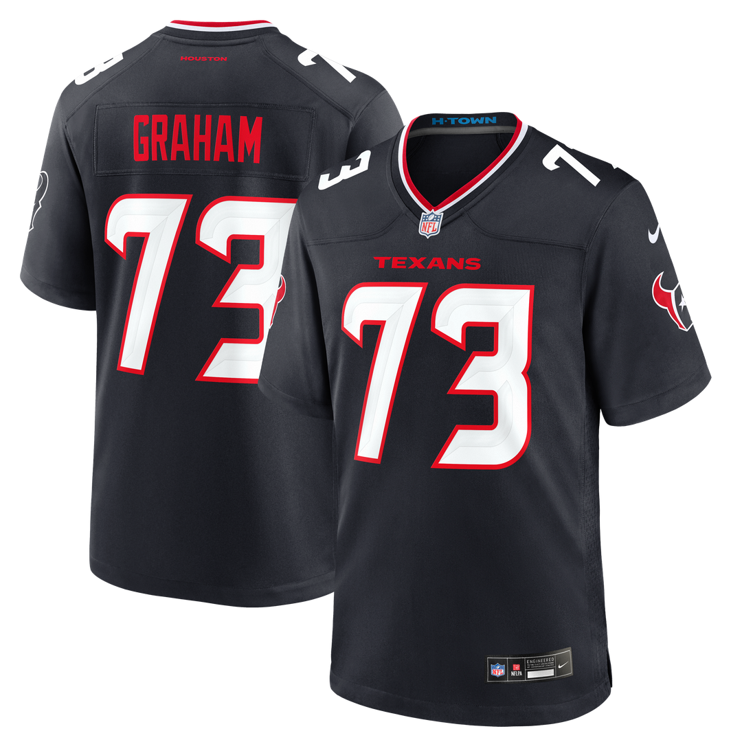 Houston Texans Derrick Graham Nike Navy Team Game Jersey product image 1, provided for visual reference and product detail