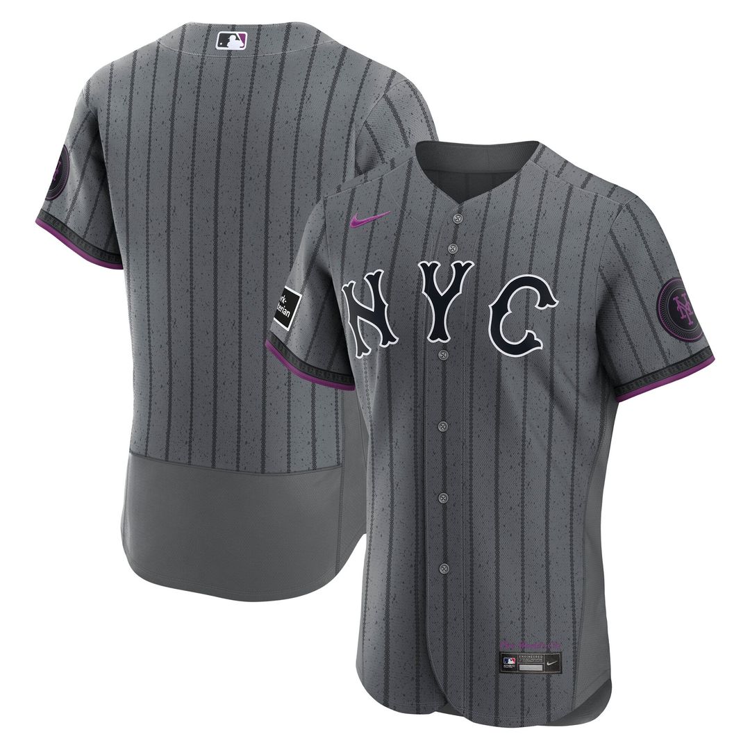 New York Mets Nike Gray City Connect Authentic Sponsor Patch Jersey product image 1, provided for visual reference and
