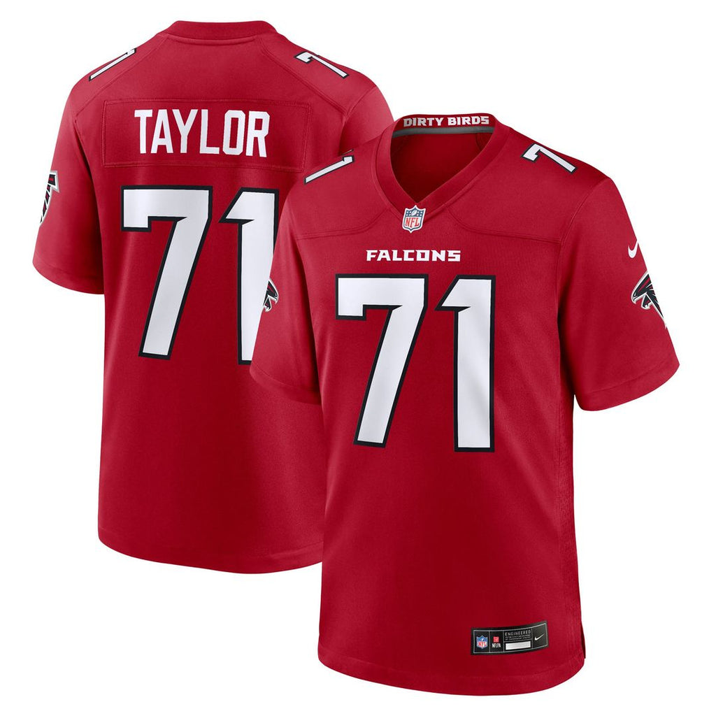 Atlanta Falcons Jawaan Taylor Nike Red Team Game Jersey product image 1, provided for visual reference and product detail