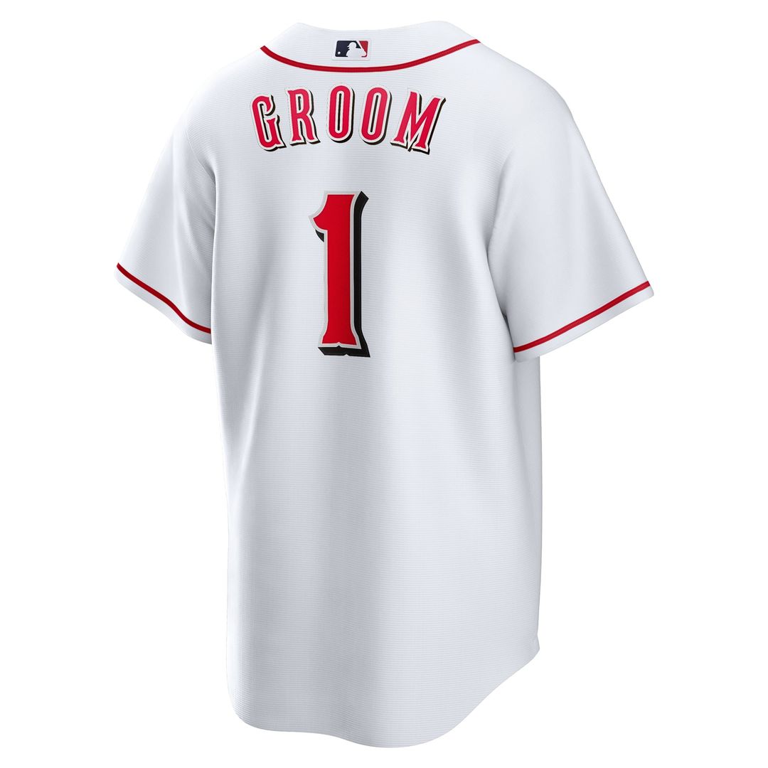 Cincinnati Reds Nike White #1 Groom Home Replica Jersey product image 3, provided for visual reference and product detail