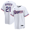 Texas Rangers Jake Burger Nike White Home Replica Jersey product image 1, provided for visual reference and product detail