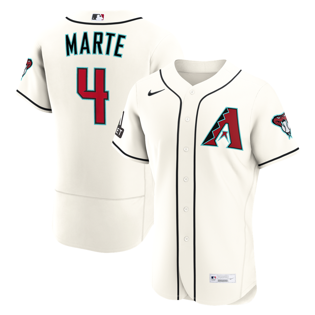 Arizona Diamondbacks Ketel Marte Nike Cream Home Authentic Sponsor Patch Jersey product image 1, provided for visual