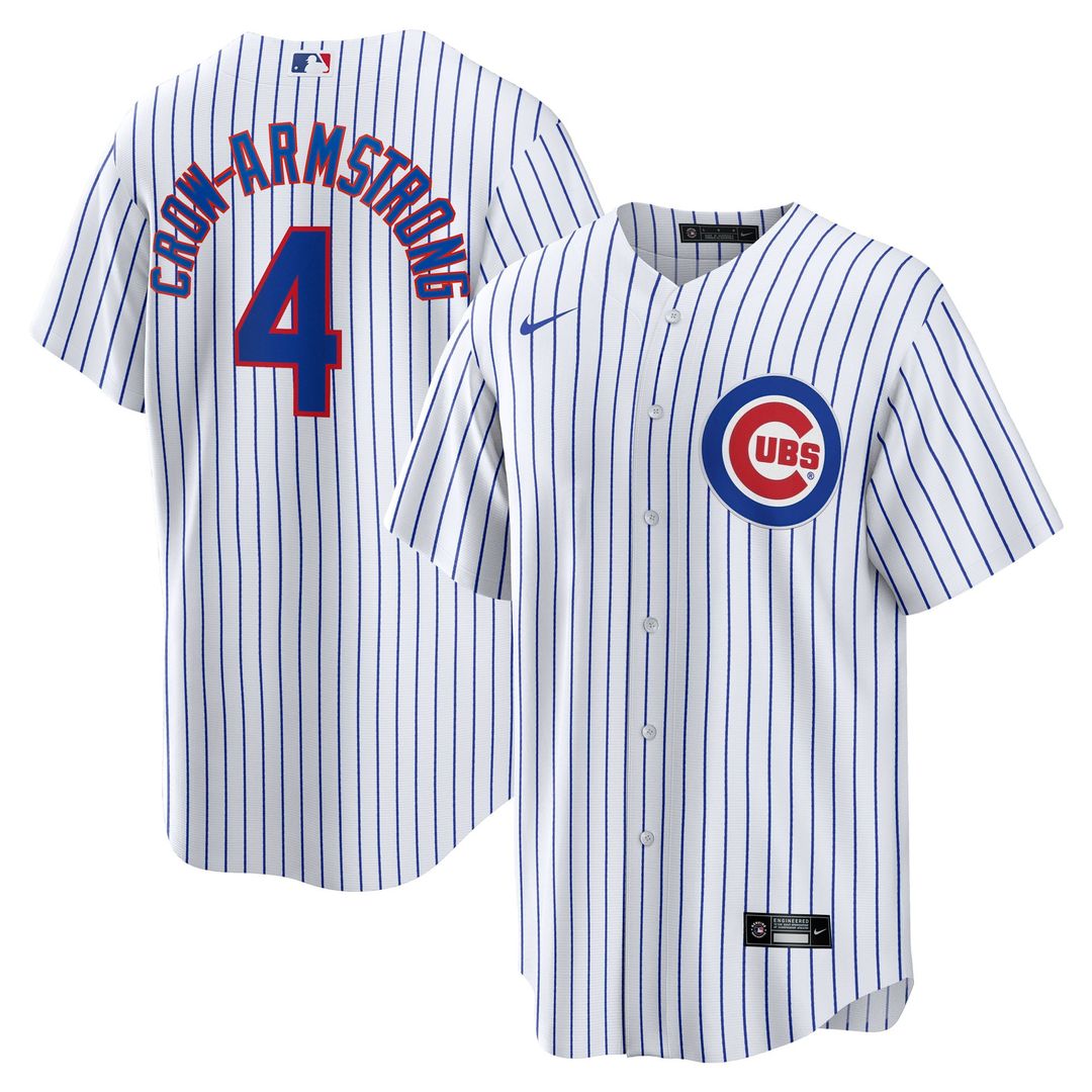 Chicago Cubs Pete Crow-Armstrong Nike White Home Replica Jersey product image 1, provided for visual reference and product