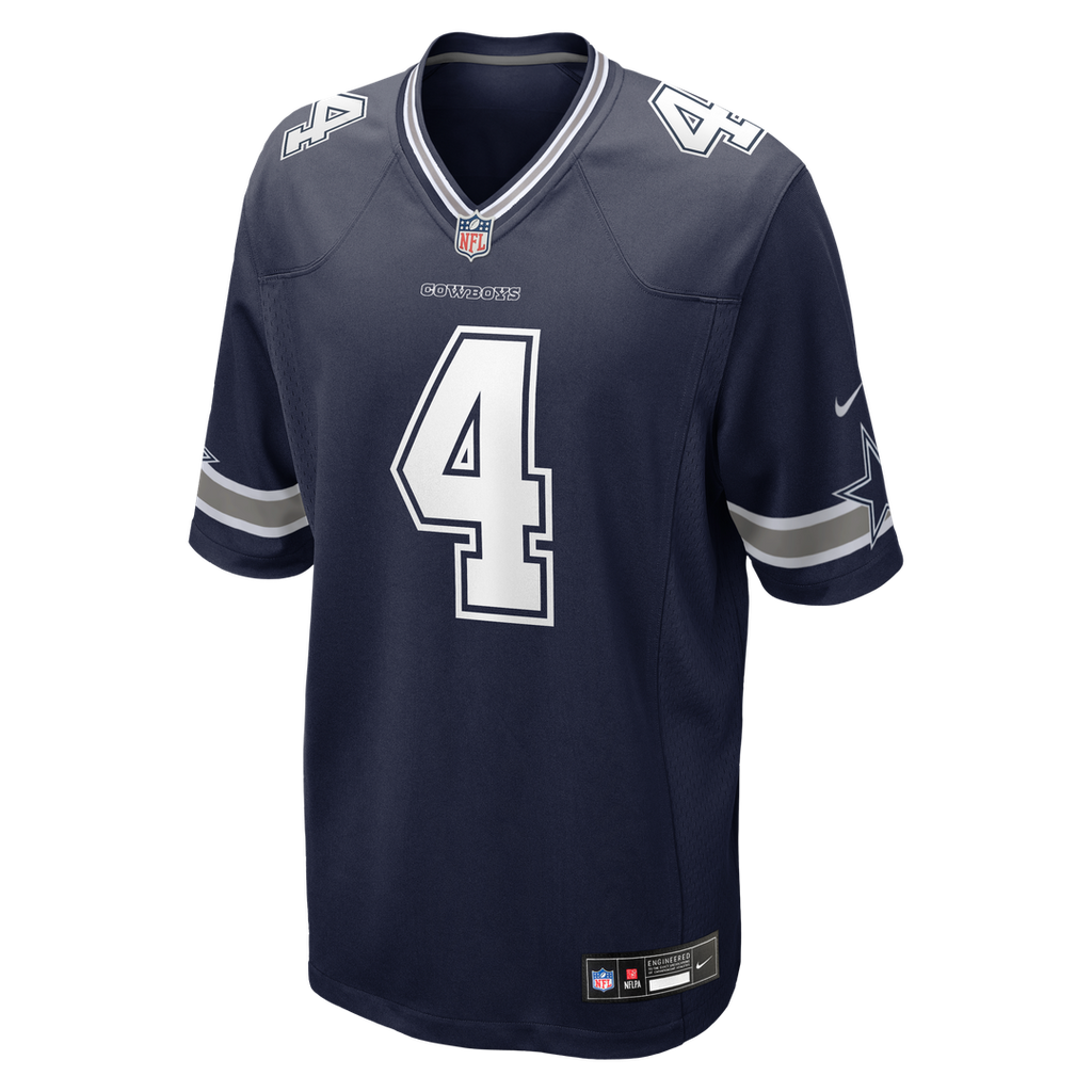 Dallas Cowboys Dak Prescott Nike Navy Game Team Jersey product image 2, provided for visual reference and product detail