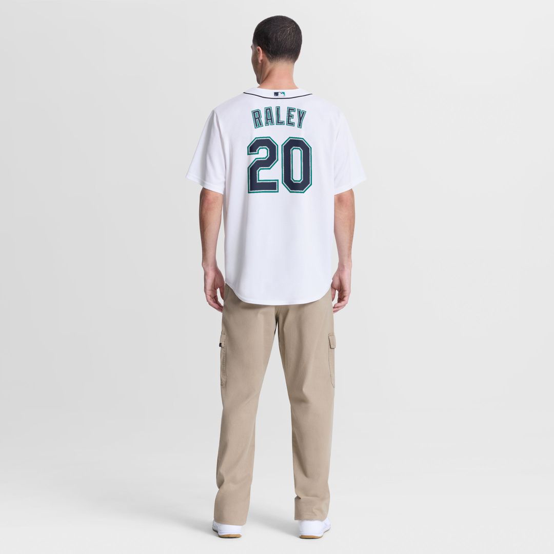 Seattle Mariners Luke Raley Nike White Home Replica Jersey product image 5, provided for visual reference and product detail