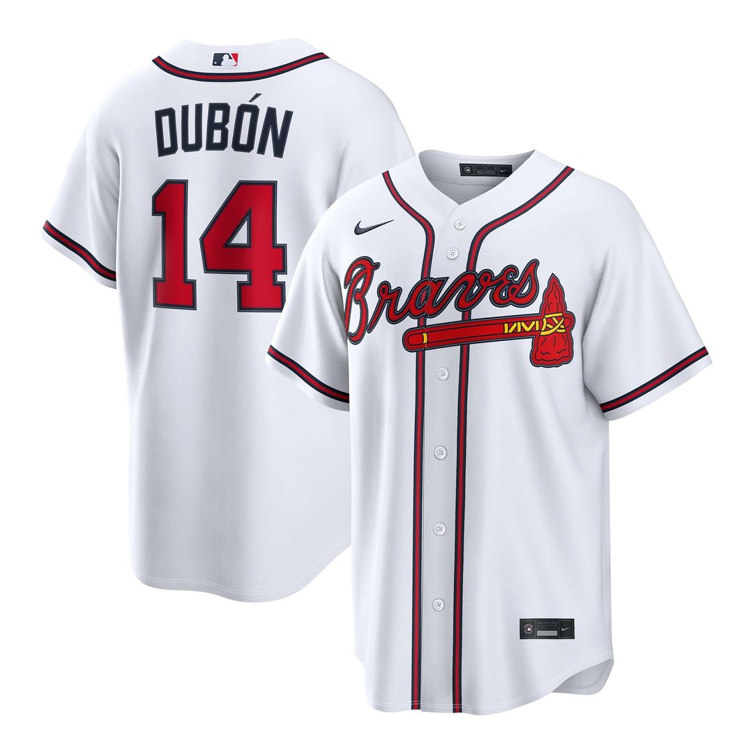 Atlanta Braves Mauricio Dubón Nike White Home Replica Jersey product image 1, provided for visual reference and product