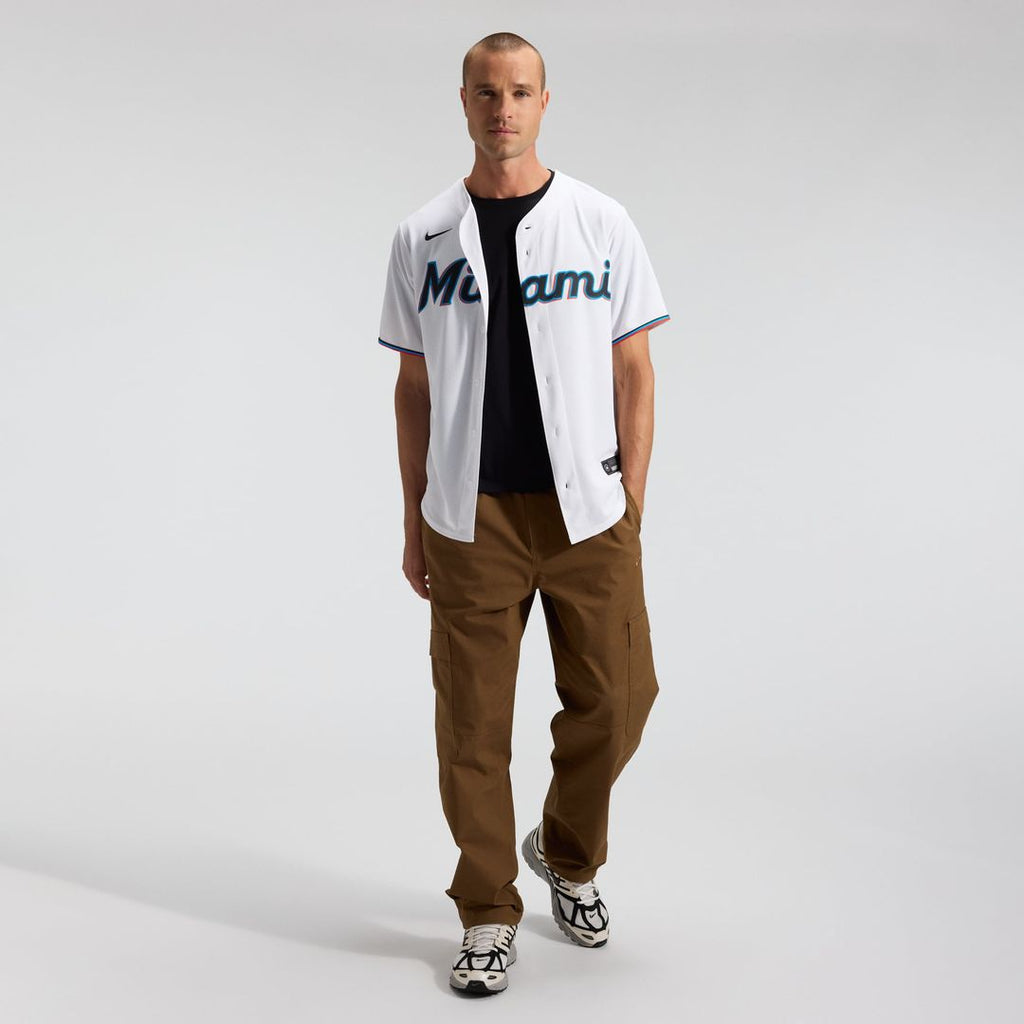 Miami Marlins Nike White Home Replica Team Jersey product image 3, provided for visual reference and product detail review