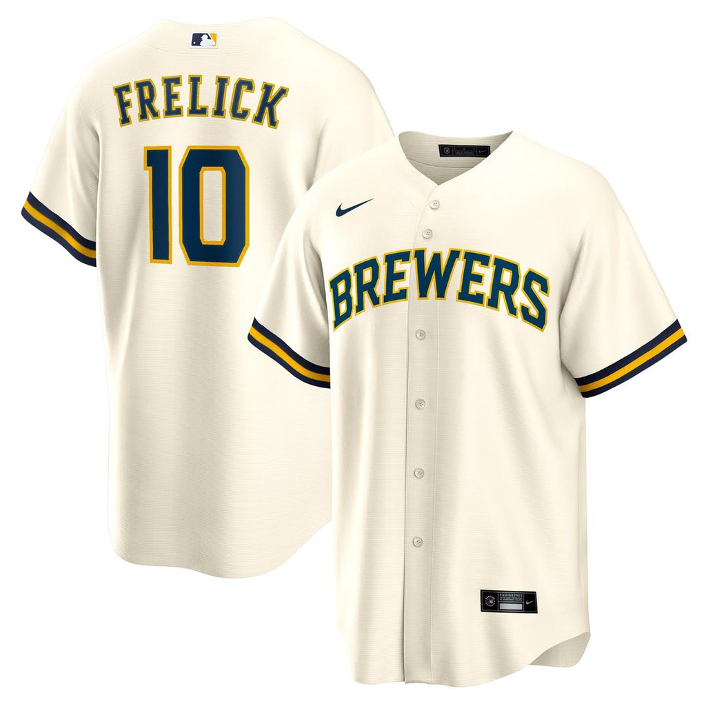 Milwaukee Brewers Sal Frelick Nike Cream Home Replica Player Jersey product image 1, provided for visual reference and