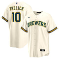 Milwaukee Brewers Sal Frelick Nike Cream Home Replica Player Jersey product image 1, provided for visual reference and