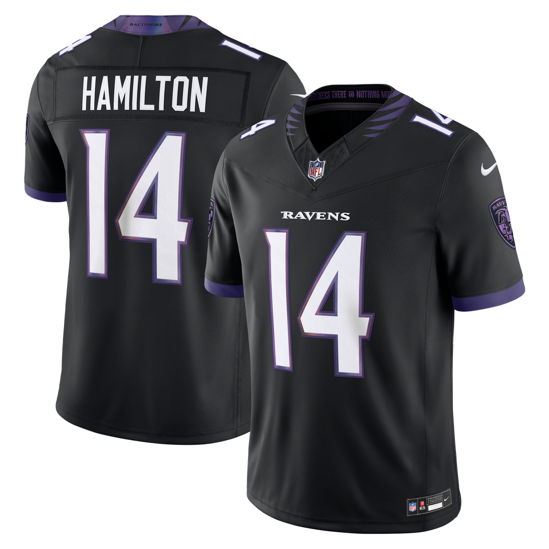 Baltimore Ravens Kyle Hamilton Nike Black Alternate Vapor F.U.S.E. Stitched Limited Jersey product image 1, provided for