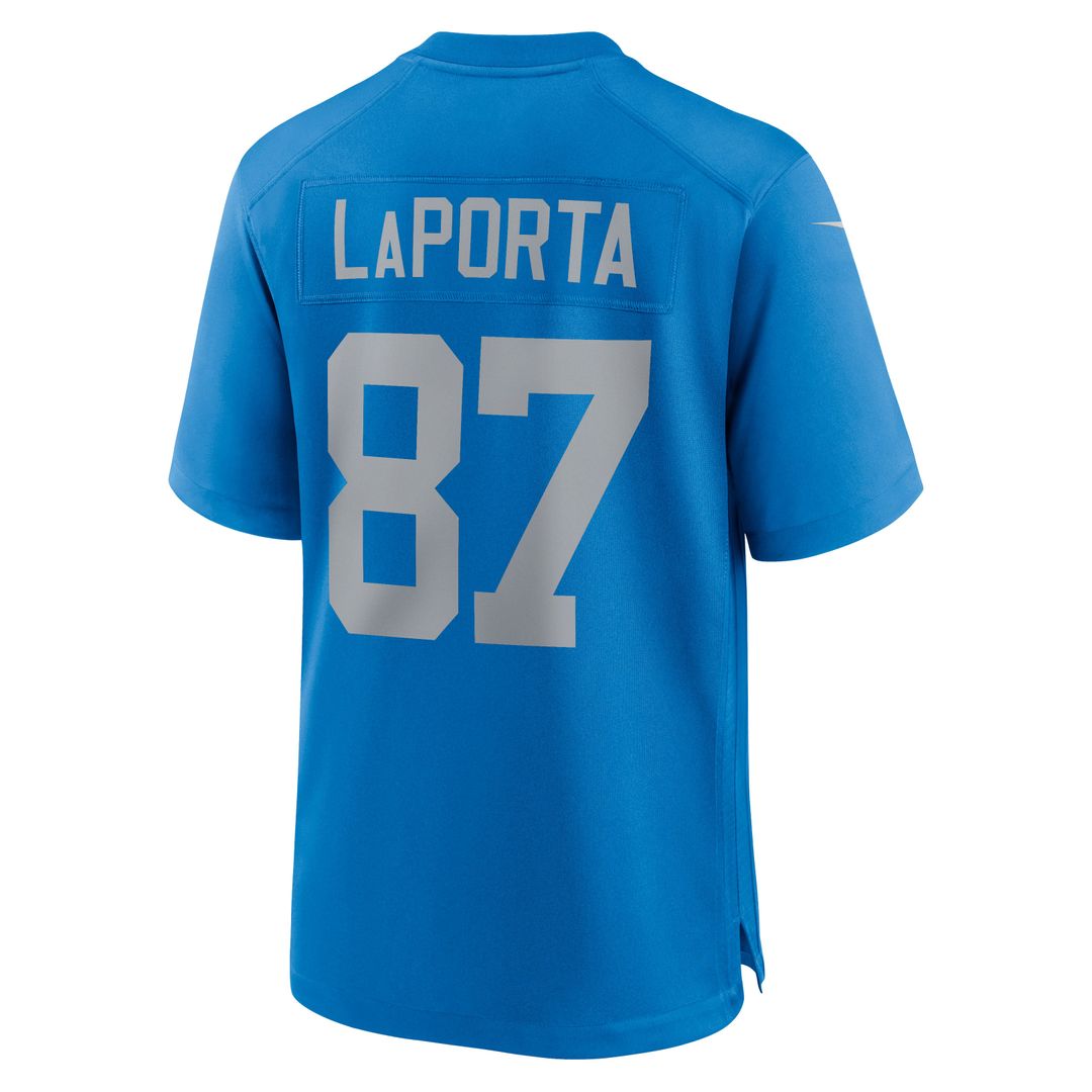 Detroit Lions Sam LaPorta Nike Blue Alternate Game Jersey product image 3, provided for visual reference and product detail