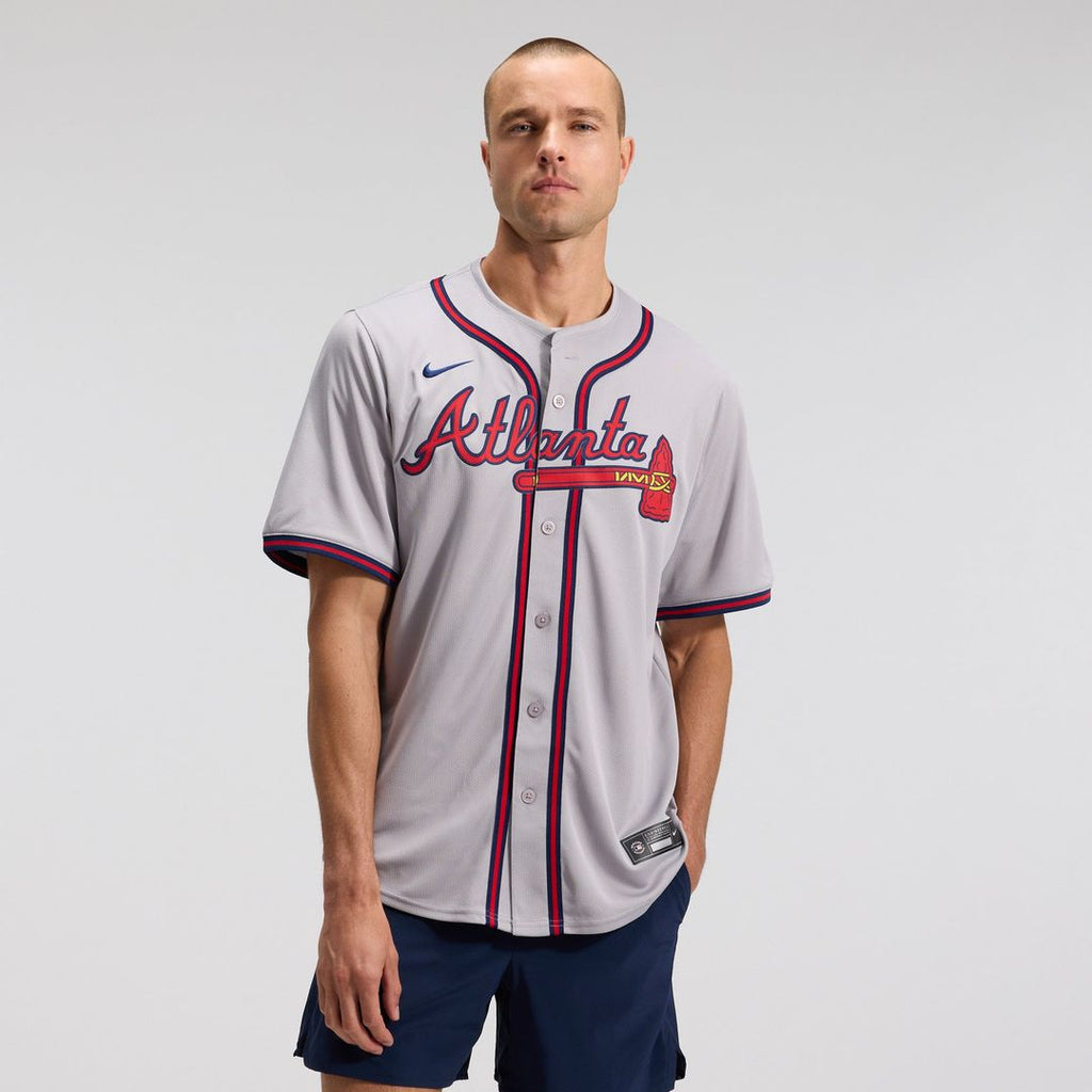Atlanta Braves Ozzie Albies Nike Gray Road Limited Player Jersey product image 2, provided for visual reference and product