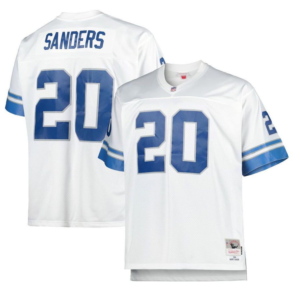 Detroit Lions Barry Sanders Mitchell & Ness White Big & Tall 1996 Retired Player Replica Jersey product image 1, provided