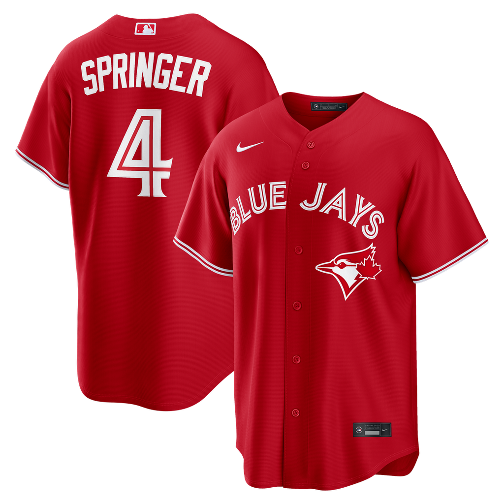 Toronto Blue Jays George Springer Nike Red Canada Day Replica Jersey product image 1, provided for visual reference and