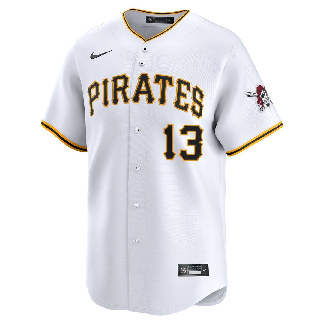 Pittsburgh Pirates Ke'Bryan Hayes Nike White Home Limited Player Jersey product image 2, provided for visual reference and