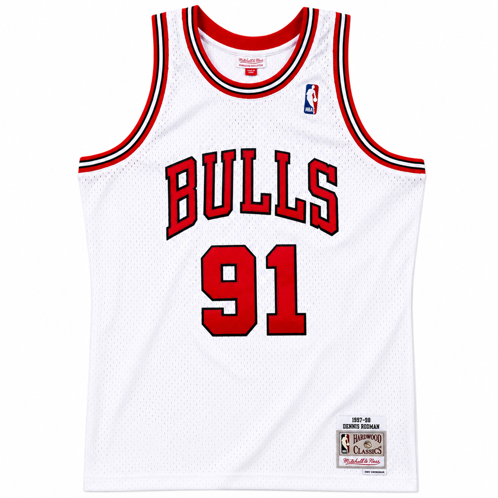Chicago Bulls Dennis Rodman Mitchell & Ness White 1997-98 Hardwood Classics Swingman Jersey for Men product image 2,