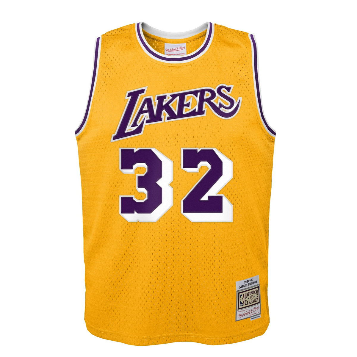 Los Angeles Lakers Magic Johnson Mitchell & Ness Gold 1984-85 Hardwood Classics Swingman Jersey product image 2, provided