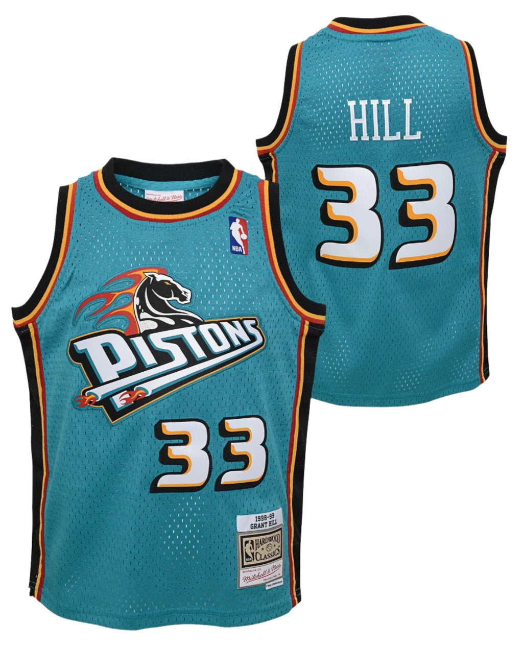 Detroit Pistons Grant Hill Mitchell & Ness Teal 1998-99 Hardwood Classics Swingman Jersey product image 1, provided for