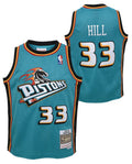 Detroit Pistons Grant Hill Mitchell & Ness Teal 1998-99 Hardwood Classics Swingman Jersey product image 1, provided for