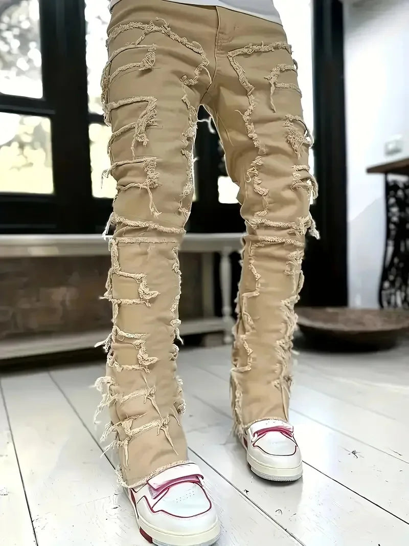 Y2K hip-hop style jeans, Men casual street-style stretch jeans, fashionable versatile stretch denim pants product image 2,