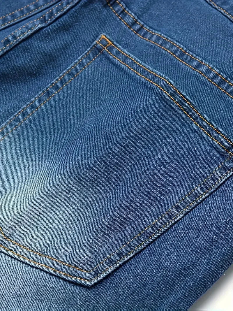 Distressed Fashion Jeans - Street Style, Comfortable Stretch Denim with Ripped Detail, Versatile for All Seasons, Everyday