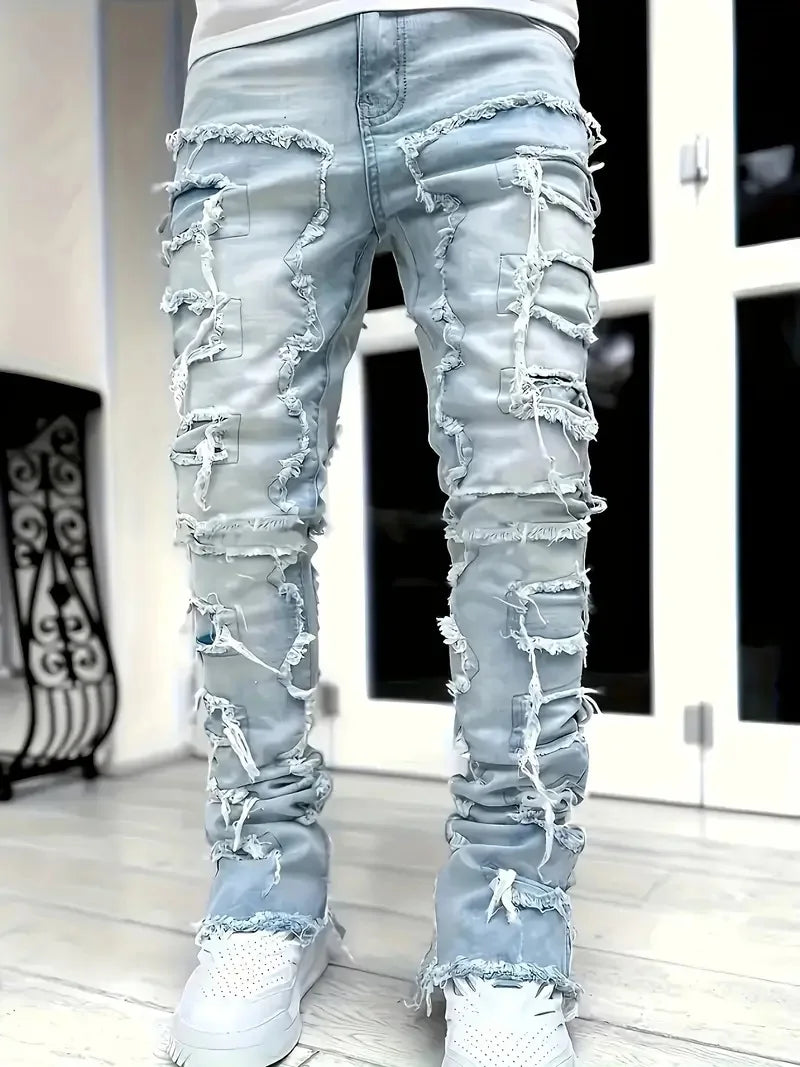 Y2K hip-hop style jeans, Men casual street-style stretch jeans, fashionable versatile stretch denim pants product image 3,