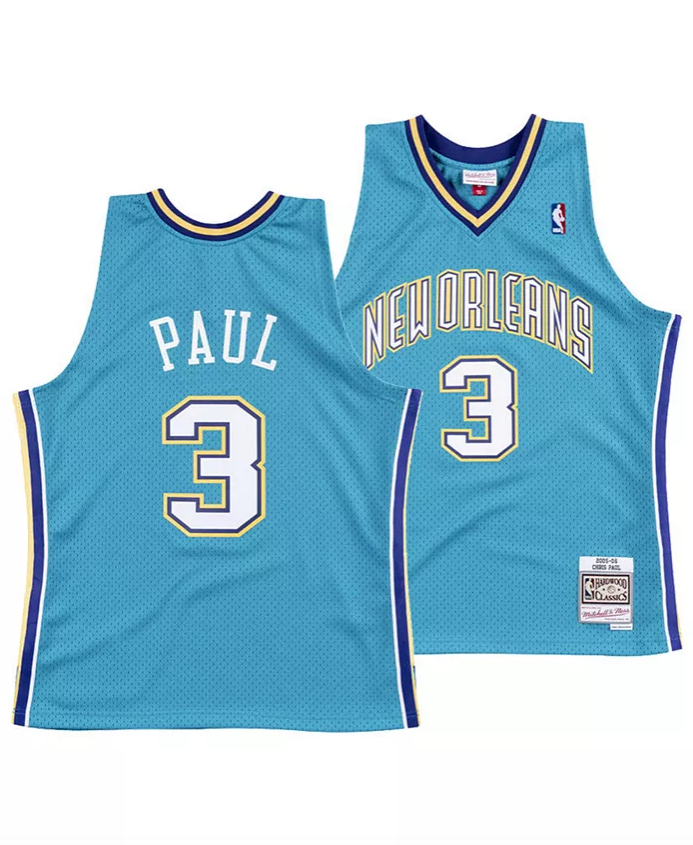 New Orleans Hornets Chris Paul Mitchell & Ness Teal Hardwood Classics Swingman Jersey for Men product image 1, provided for