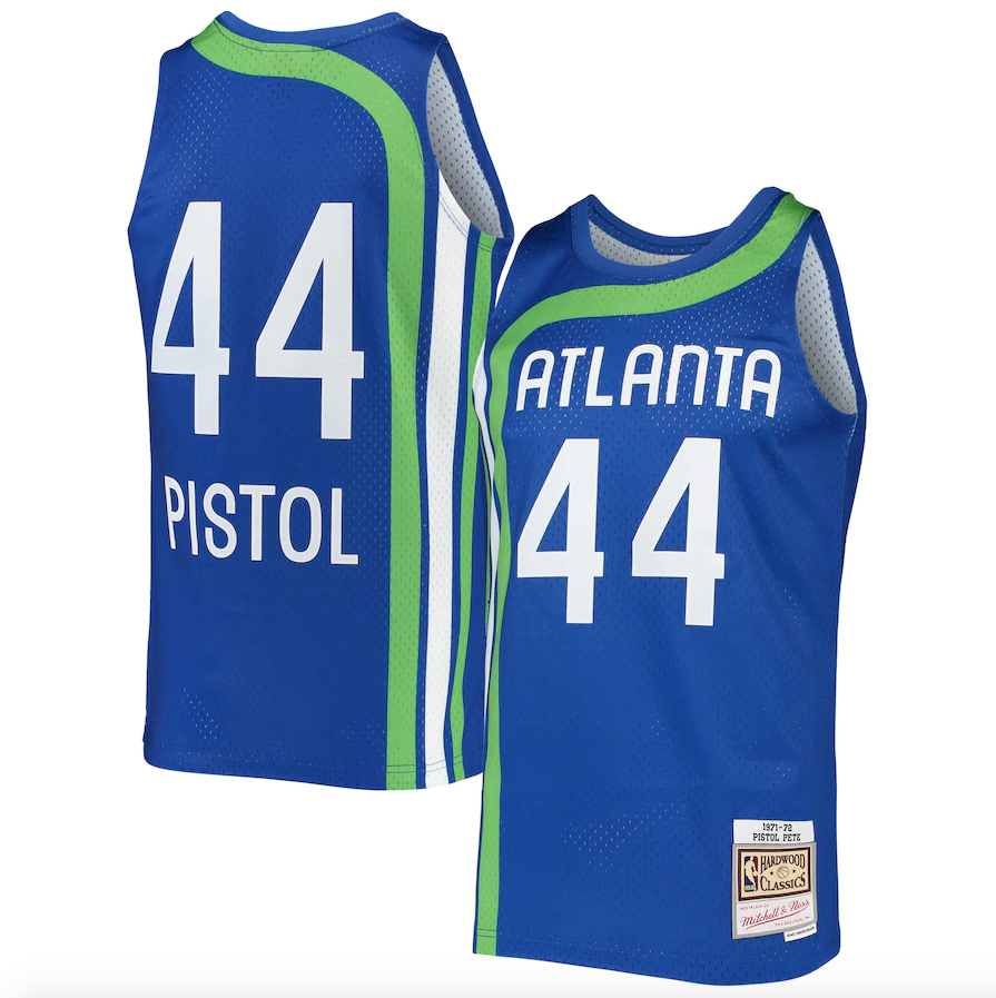 Atlanta Hawks Pete Maravich Mitchell & Ness Blue 1971-72 Hardwood Classics Swingman Jersey for Men product image 1, provided