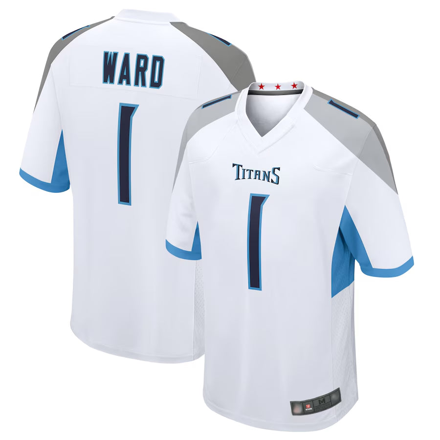 T.Titans #1 Cameron Ward Player White Game Football Jerseys product image 1