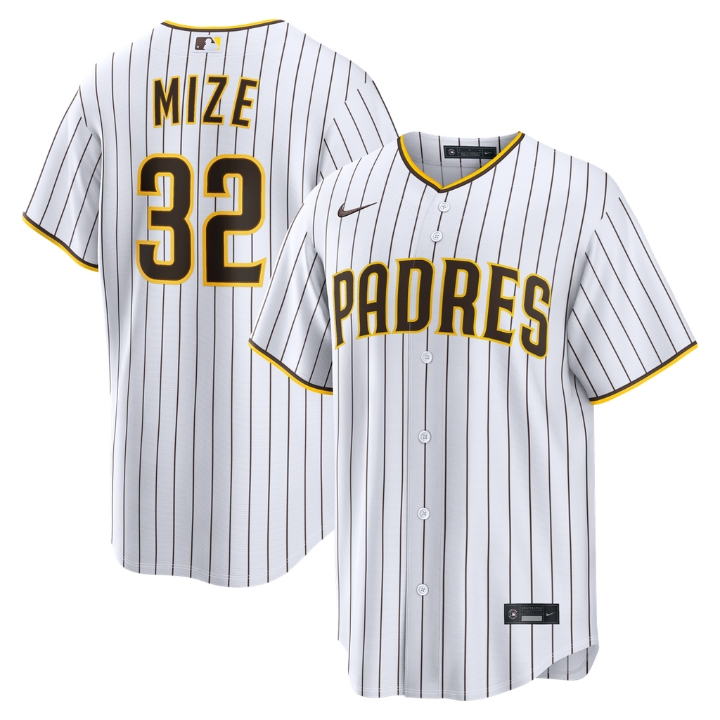 San Diego Padres Casey Mize Nike White Home Replica Jersey product image 1, provided for visual reference and product detail