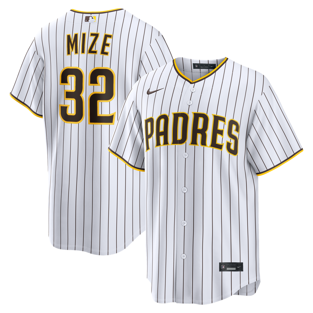 San Diego Padres Casey Mize Nike White Home Replica Jersey product image 1, provided for visual reference and product detail