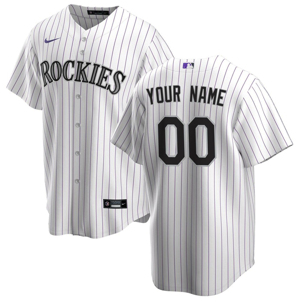 Colorado Rockies Nike White Home Replica Custom Jersey product image 1, provided for visual reference and product detail