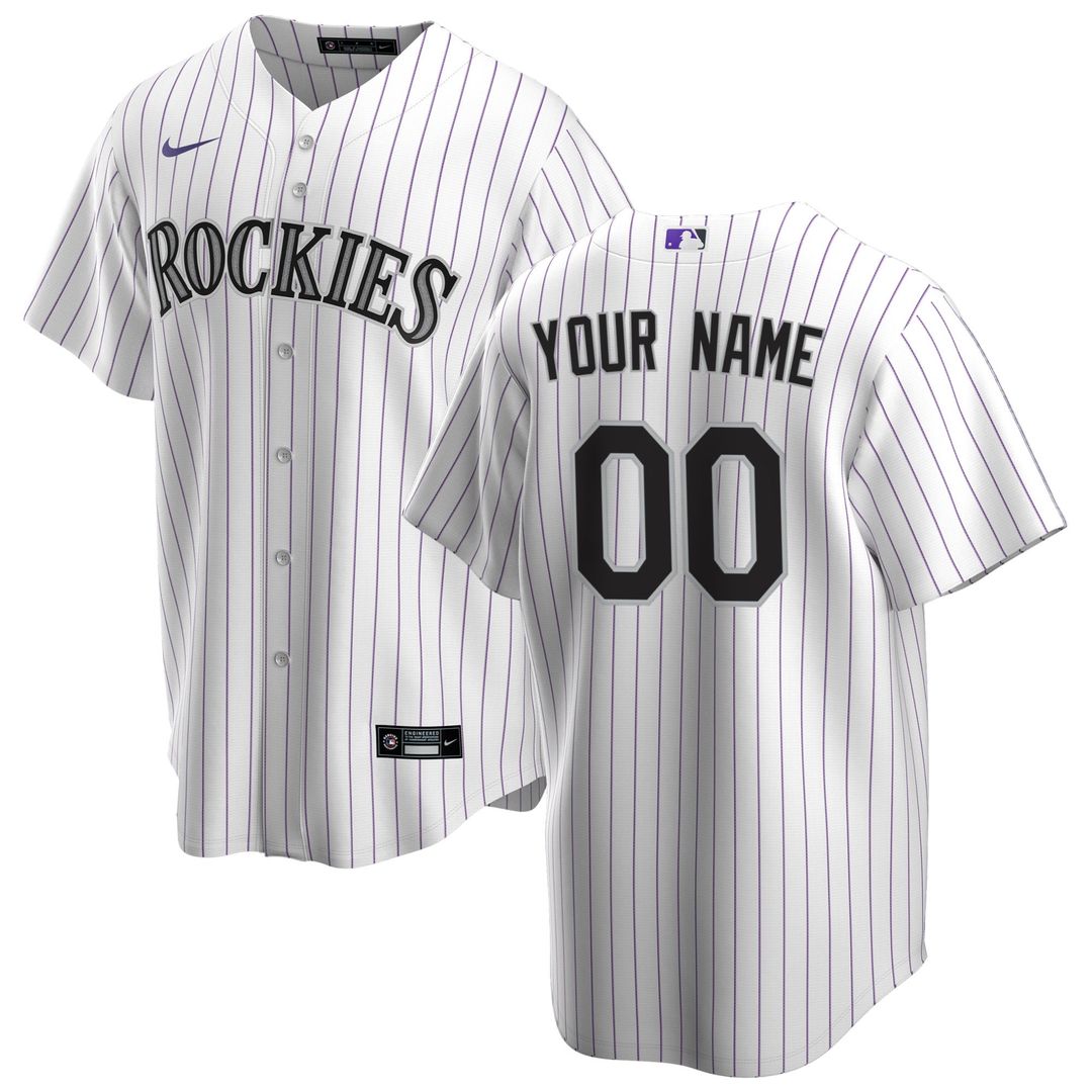 Colorado Rockies Nike White Home Replica Custom Jersey product image 1, provided for visual reference and product detail