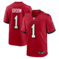 Tampa Bay Buccaneers Number 1 Groom Nike Red Game Jersey product image 1, provided for visual reference and product detail