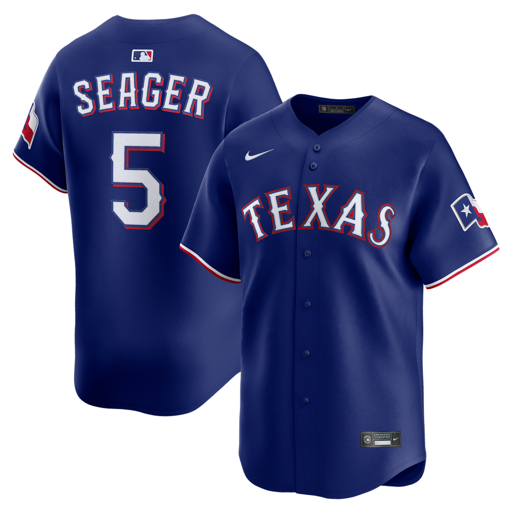 Texas Rangers Corey Seager Nike Royal Alternate 2 Limited Jersey product image 1, provided for visual reference and product