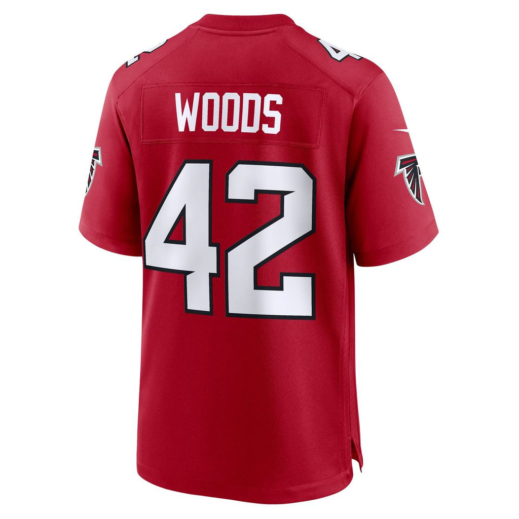 Atlanta Falcons Josh Woods Nike Red Team Game Jersey product image 3, provided for visual reference and product detail review