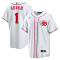 Cincinnati Reds Nike White #1 Groom Home Replica Jersey product image 1, provided for visual reference and product detail