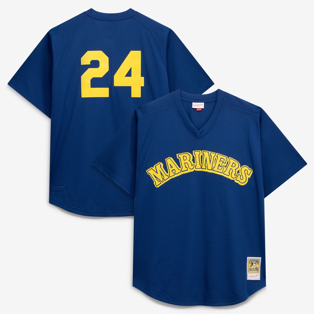 Seattle Mariners Mitchell & Ness Navy Big & Tall Cooperstown Collection Mesh Batting Practice Jersey product image 17,