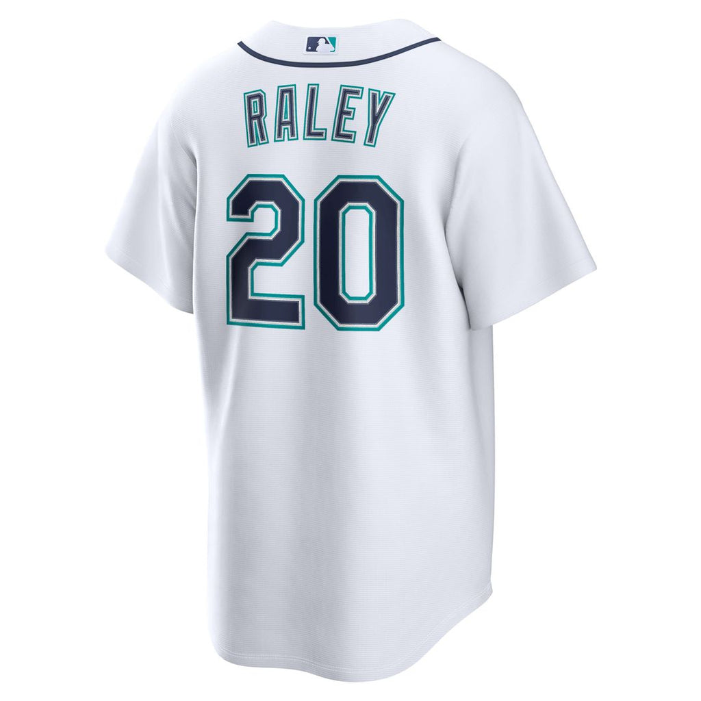 Seattle Mariners Luke Raley Nike White Home Replica Jersey product image 3, provided for visual reference and product detail