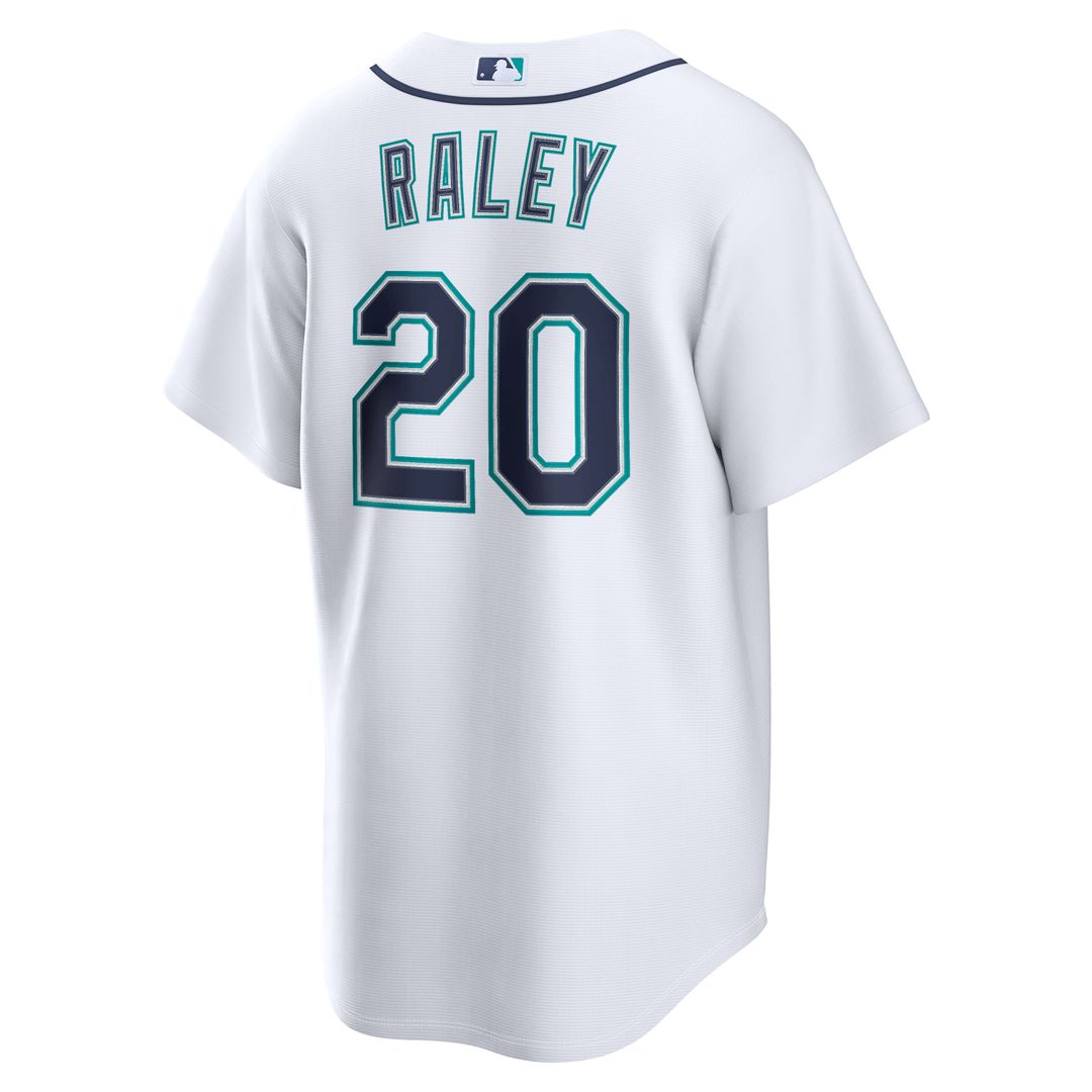 Seattle Mariners Luke Raley Nike White Home Replica Jersey product image 3, provided for visual reference and product detail